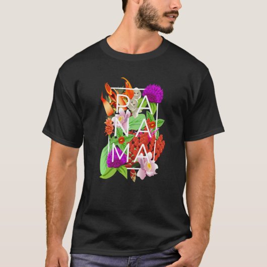 T-shirt Flowers of Panama Word  Panamanian Pride (Devant)