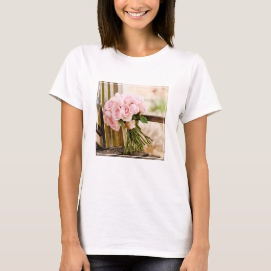 T-shirt Flowers | Pink Rose Bouquet (Devant)