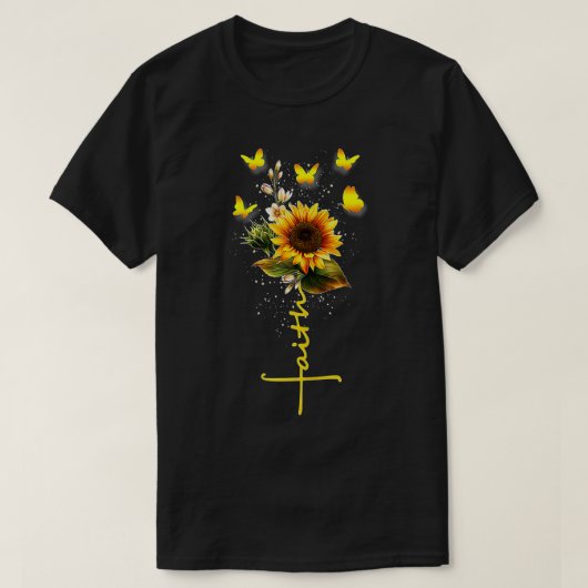 T-shirt Flowers Vintage Faith Cross (Design devant)