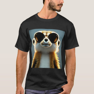 T-shirt Fluffy 3d meerkat wearing sunglasses