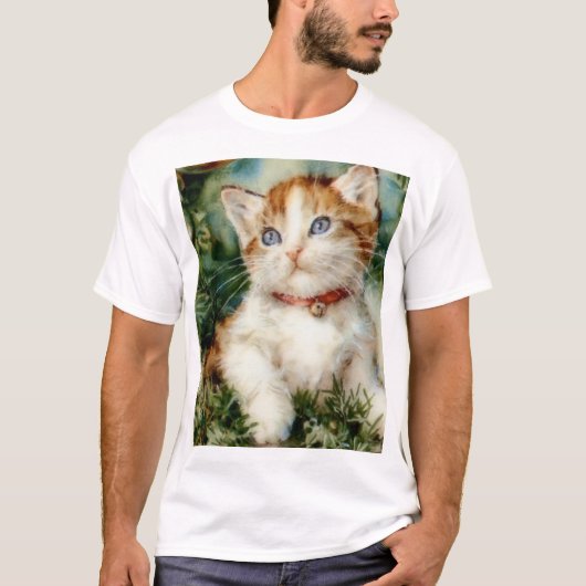 T-shirt Fluffy christmas cat Watercolor (Devant)