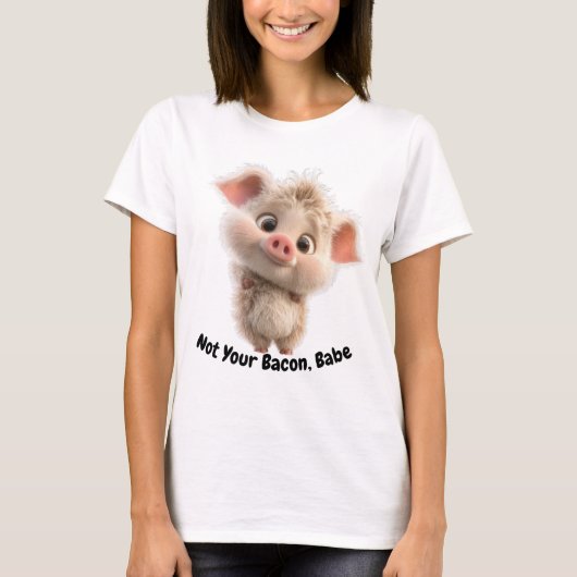 T-shirt Fluffy Piglet with Big Eyes - Be Kind Go Vegan (Devant)