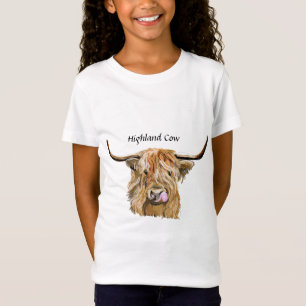 T-Shirt Fluffy Red Highland Cow Art numérique original