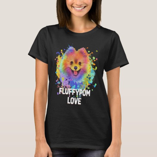 T-shirt Fluffypom Love Pomeranian Humor Pom Pom Animal Pu (Devant)