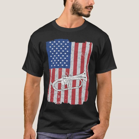 T-shirt Flugelhorn USA Flag Flugelhorn Player (Devant)