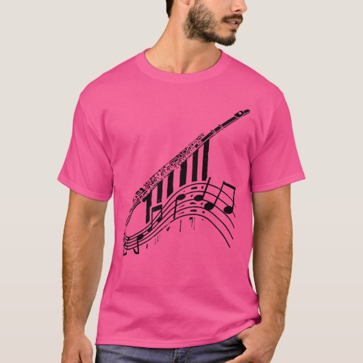 T-shirt Flûte de conception de notes musicales (Devant)