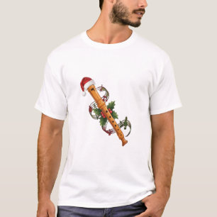 T-shirt Flûte Instrument Enregistreur Chapeau de Santa Noë