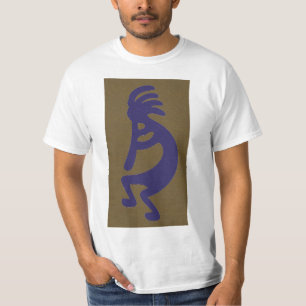 T-shirt Flûte Jouer Kokopelli Figure - Bleu sur Vert