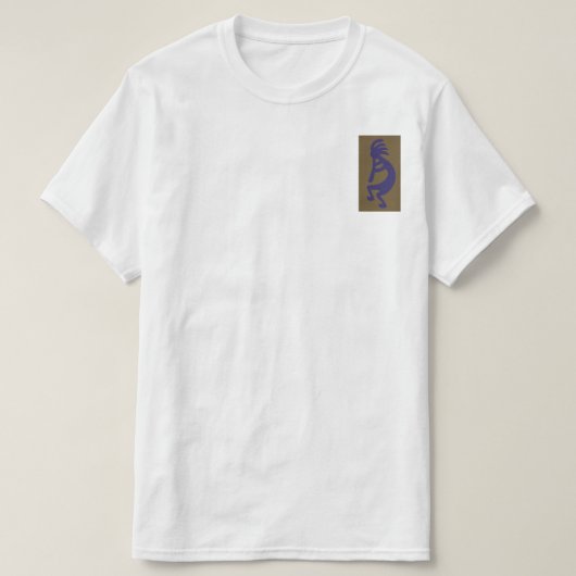 T-shirt Flûte Jouer Kokopelli Figure - Bleu sur Vert (Design devant)