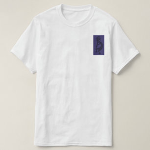 T-shirt Flûte Jouer Kokopelli Figure - Noir sur Bleu