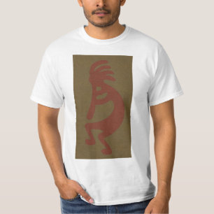 T-shirt Flûte Jouer Kokopelli Figure - Rouge sur Vert
