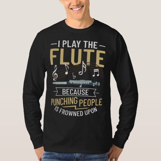 T-shirt Flute Music Instrument Notes Flutist Player Beginn (Devant)