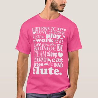 T-shirt Flute Musique Flutist School Band Cadeau Tee