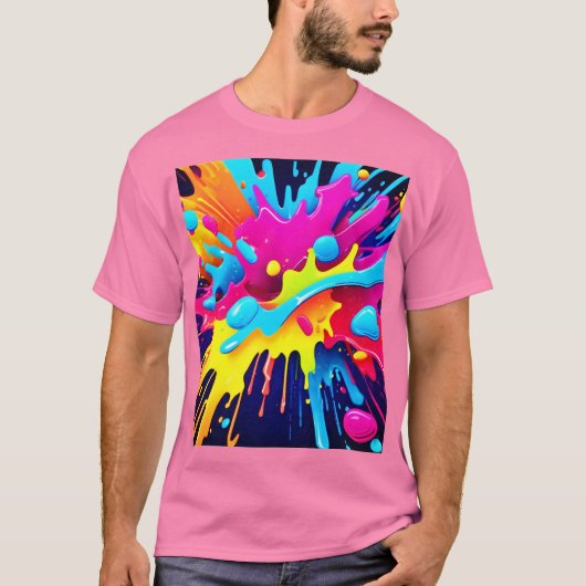 T-shirt Flux de peinture fluorescents dynamiques (Devant)