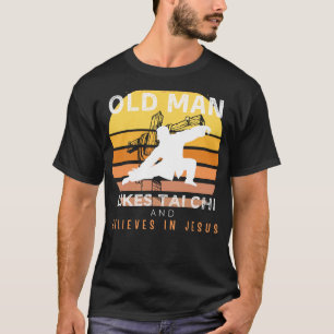 T-shirt Flux Divin : Vieux Mans Grumpy Calm Jesus à Tai Ch