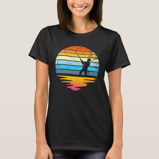 T-shirt Fly Fishing Retro Sunset  Angler Fisherman Fly Fis (Devant)
