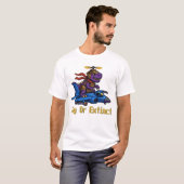 T-shirt Fly Or Extinct Pixel Art Dinosaur Pilot Fighter Je (Devant entier)