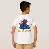 T-shirt Fly Or Extinct Pixel Art Dinosaur Pilot Fighter Je (Dos entier)