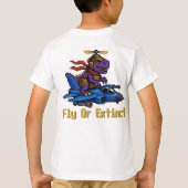 T-shirt Fly Or Extinct Pixel Art Dinosaur Pilot Fighter Je (Dos)