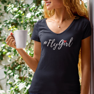 T-shirt #FlyGirl Typographie Simple,Voyage Moderne