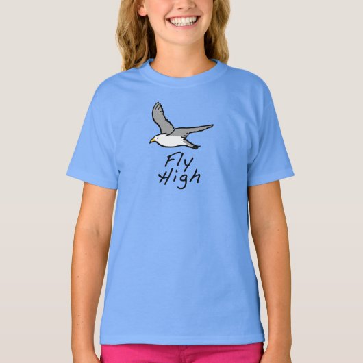T-shirt Flying Bird. Mouette mouillée en vol. (Devant)