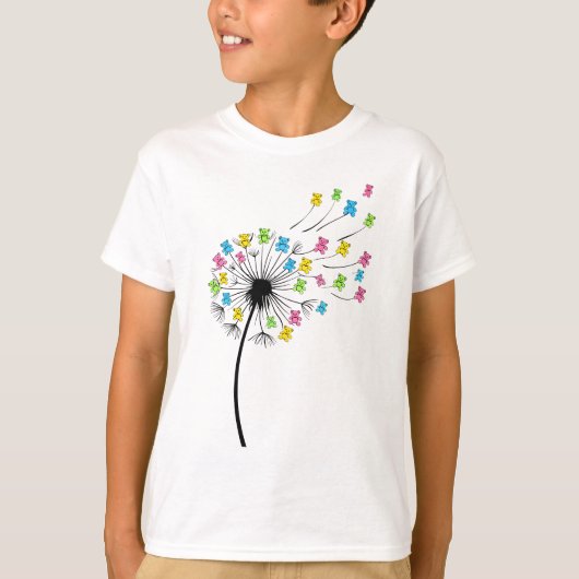 T-shirt Flying cute bears dandelion flow (Devant)