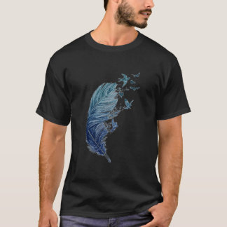 T-shirt Flying Flock Of Birds Feather Ink Bird