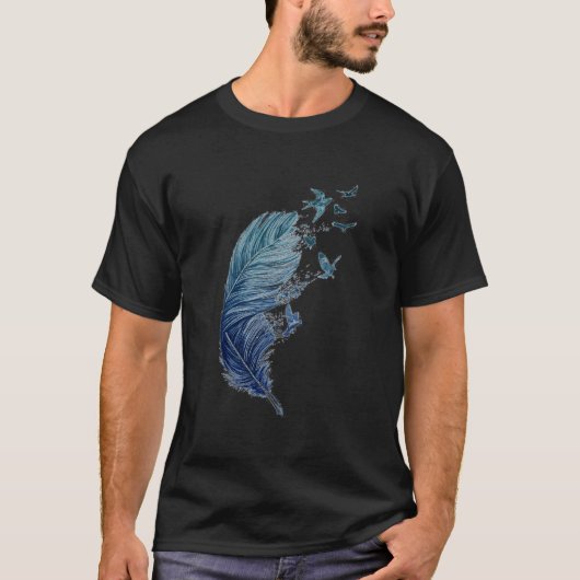 T-shirt Flying Flock Of Birds Feather Ink Bird (Devant)