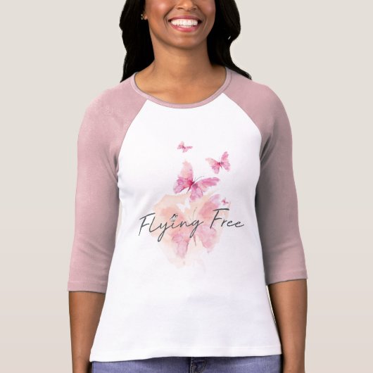 T-shirt Flying Free Pink Raglan (Devant)
