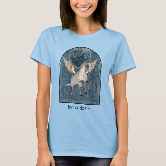 T-shirt Flying Pegasus Blue Moon Fantasy Horse Art   (Devant)