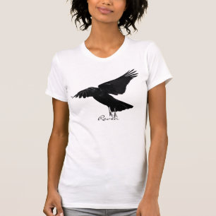 T-shirt Flying Raven Décollage de la chemise d'art fauniqu