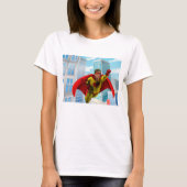 T-shirt Flying Superhero Comic Style rouge et jaune héros (Devant)