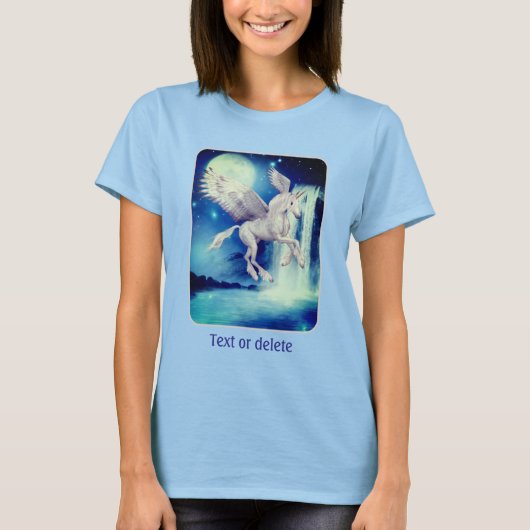 T-shirt Flying Unicorn Waterfall Fantasy Horse Art (Devant)
