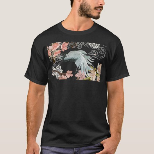 T-shirt flying white Sandhill Crane Bird Japanese style ar (Devant)