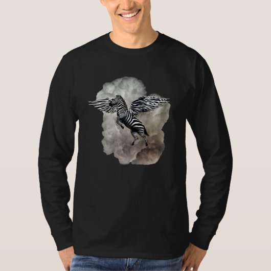 T-shirt Flying Zebra in Storm Clouds (Devant)