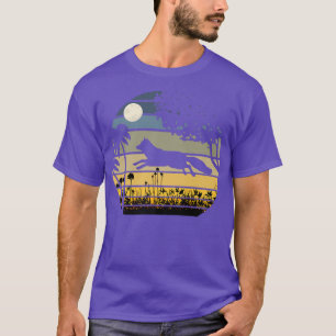 T-shirt Fo Jumping dans un champ de fleurs Lune nuit
