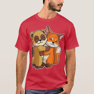 T-shirt Fo & Meerkat Hug Kawaii Cute Animals For Women Cud