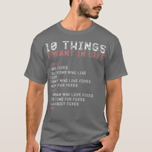 T-shirt Fo pour les hommes 10 choses que je veux dans ma v