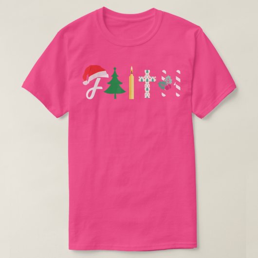 T-shirt Foi Arbre de Noël Croix chrétienne Noël Noël Candy (Design devant)