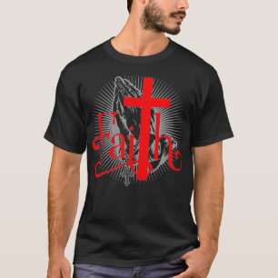 T-shirt Foi avec Croix chrétienne et mains priantes Jésus