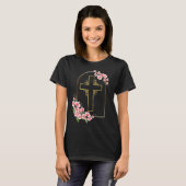 T-shirt Foi chrétienne Jésus Religion est Dieu Croix Fleur (Devant entier)