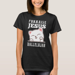 T-shirt Foi chrétienne Purraise Jésus Hallelujah Cute Cat