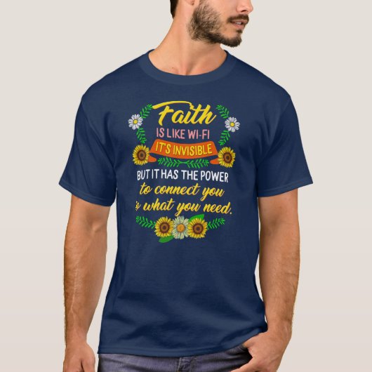 T-shirt Foi comme Wi-Fi chrétien Mère religieuse (Devant)