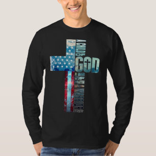 T-shirt Foi Croix drapeau américain Christ Jésus Religieux