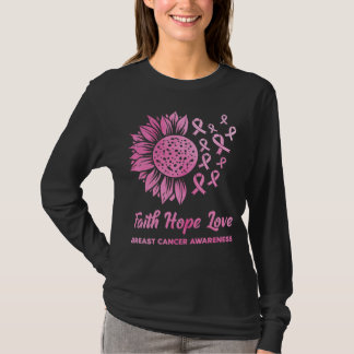 T-shirt Foi Espoir Amour Cancer du Sein Tournesol Rose