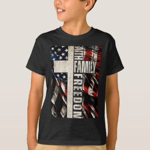 T-shirt Foi Famille Dom - Vintage Usa Chrétien Patriotique