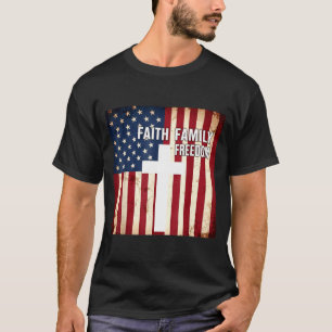 T-shirt Foi famille liberté patriotique chrétien drapeau a