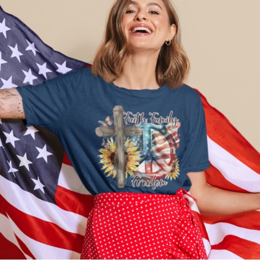 T-shirt Foi Liberté familiale Christian American Patriotiq