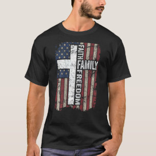 T-shirt Foi Liberté familiale Christian Vintage Usa Drapea