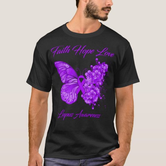 T-shirt Foi papillon Espoir Aimer Lupus Sensibilisation (Devant)